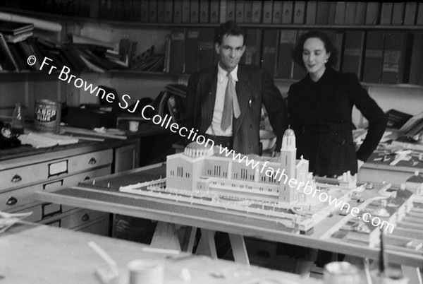 BETTY (FLEMING) AND FELIX JONES WITH MODEL OF CHURCH